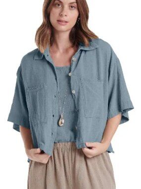 Oh My Gauze Lena Top in Dusty Blue Size 2 (Large)